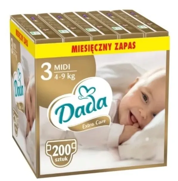 PIELUSZKI DADA 3 EXTRA CARE 4-9 kg 200 szt. ZAPAS