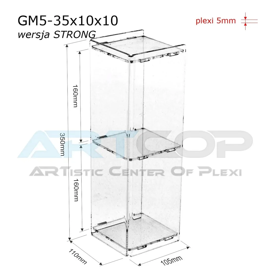 mini-gablotka-stojaca-35x10x10cm-z-plexi-5mm-regal-szafka-na-kolekcje-hobby-stan-nowy
