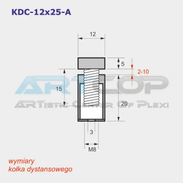 kolek-dystansowy-12x25mm-dystans-czarny-mocowanie-lustra-lub-szyby-sruba-liczba-sztuk-w-zestawie-1-szt