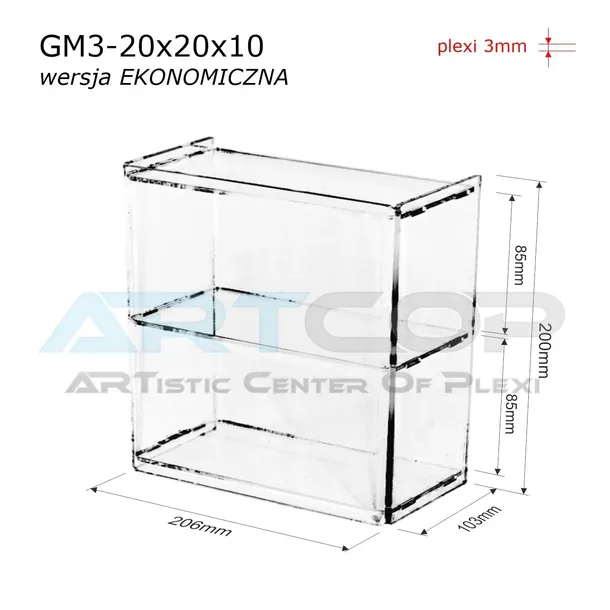 mini-gablotka-stojaca-20x20x10cm-z-plexi-3mm-regal-na-kolekcje-produkty-bhp-szerokosc-20-cm