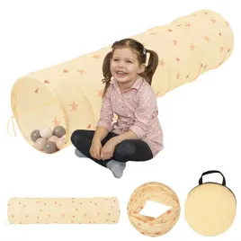 namiot-tunel-dla-dzieci-skladany-bezowy-100-kulek-pilek-selonis-tt-100x