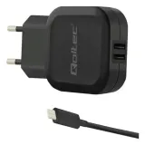 qoltec-ladowarka-17w-5v-3-4a-2xusb-kabel-usb-typ-c