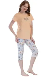 pizama-damska-bawelniana-krotki-rekaw-3-4-spodnie-vienetta-morela-r-2xl