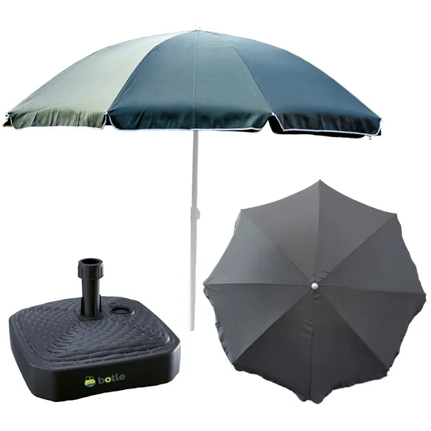 Parasol ogrodowy plażowy 240cm duży łamany z podstawą stojak kwadrat zestaw