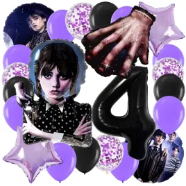 zestaw-balonow-wednesday-addams-balon-cyfra-4-lata-czwarte-urodziny-23-el