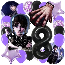 zestaw-balonow-wednesday-addams-balon-cyfra-8-lat-osme-urodziny-23-el