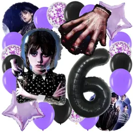 zestaw-balonow-wednesday-addams-balon-cyfra-6-lat-szoste-urodziny-23-el