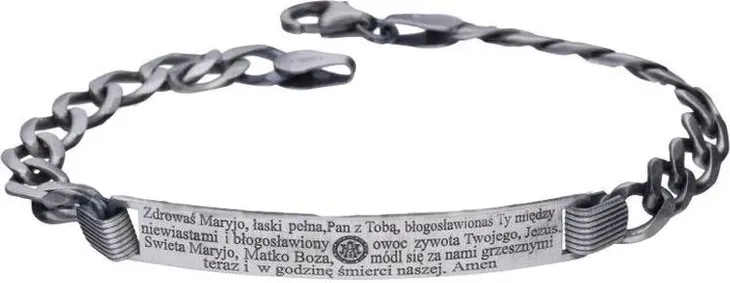 Srebrna bransoletka 925 modlitwa Zdrowaś Mario z zawieszkami modny wzór