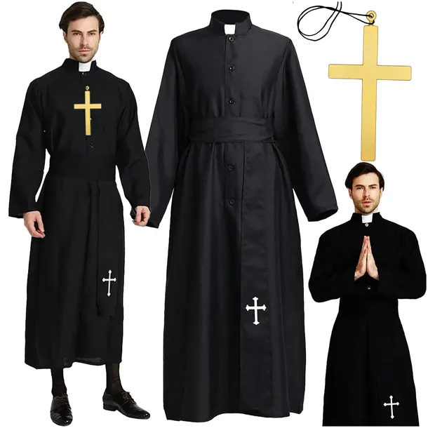 STRÓJ KSIĘDZA SUTANNA KSIĄDZ KAPŁAN KOSTIUM PRZEBRANIE STRÓJ HALLOWEEN L