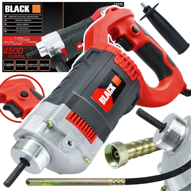WIBRATOR DO BETONU + BUŁAWA 2M, ZAGĘSZCZARKA ELEKTRYCZNA 1350W MARKI BLACK