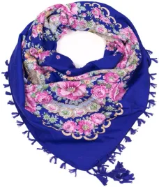 chusta-ludowa-wariacja-szafirowy-or-kwiecista-folk-z-fredzlami-sz13024