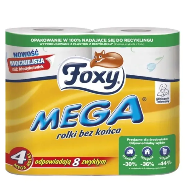 Papier Toaletowy Foxy Mega 3 warstwy celuloza 4 rolki!!!