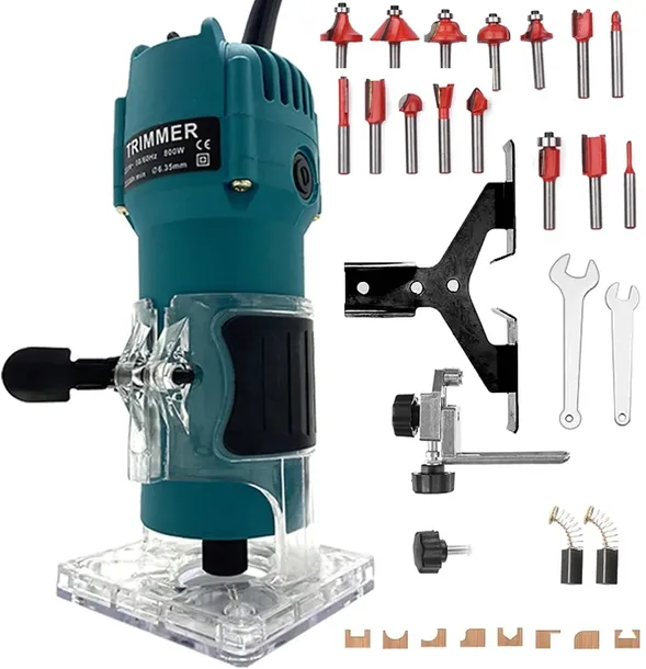 MOCNA FREZARKA GÓRNOWRZECIONOWA DO DREWNA 30000RPM 800W + 15SZT FREZÓW