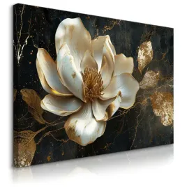 obraz-canvas-do-salonu-sypialni-bialy-kwiat-marmur-abstrakcja-120x80