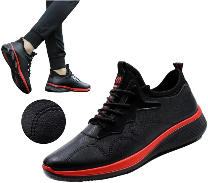 Buty SNEAKERSY męskie półbuty sportowe czarne SKÓRZANE Bardzo Lekkie r. 43