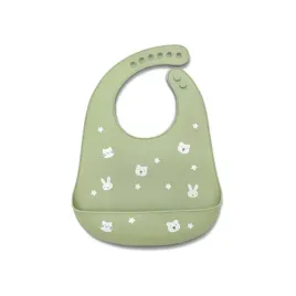 sliniak-dla-dzieci-silikonowy-z-kieszonka-wodoodporny-zielony-lorelli