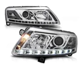lampy-przednie-reflektory-audi-a6-c6-chrom-swiatla