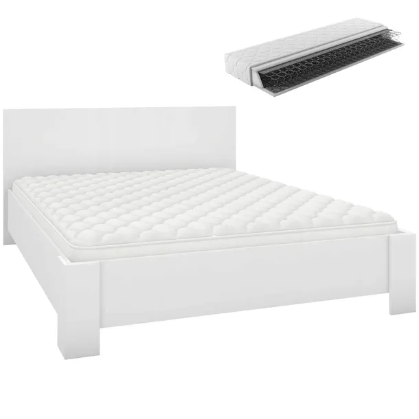 Łóżko sypialniane MEDIOLAN 160x200 z materacem FANTASY białe PRODUCENT PL