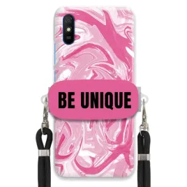 etui-do-xiaomi-redmi-9i-case-uchywt-sznurek-czarny-rozowy-marmur-unique