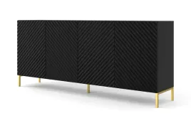 komoda-surf-200-cm-4d-frez-czarny-mat-nozki-zlote