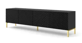 szafka-rtv-surf-200-cm-4d-czarny-mat-frez-nozki-zlote