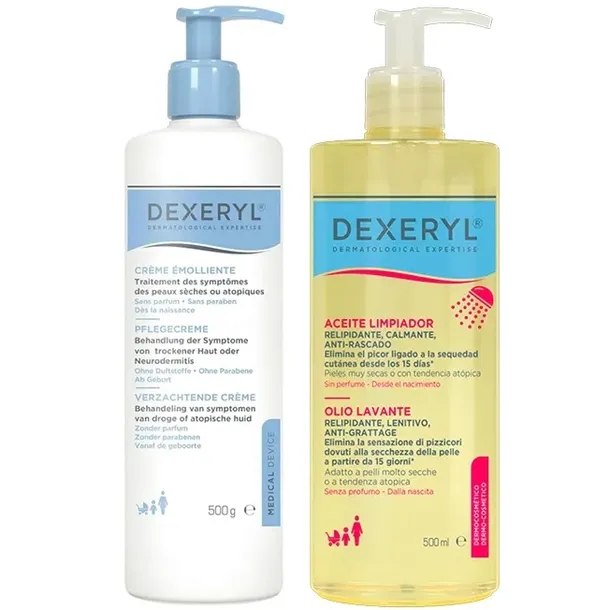 Krem Dexeryl Emolient AZS 500 ml + Olejek Dexeryl do skóry suchej 500 ml