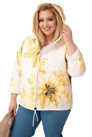 zolta-kurtka-damska-pikowana-wiosenna-plus-size-w-kwiatowy-wzor-z-kapturem