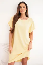zolta-sukienka-damska-oversize-z-krotkim-rekawem