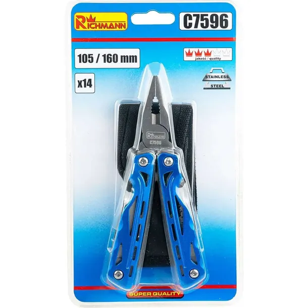 richmann-multitool-narzedzie-wielofunkcyjne-160-mm-14-elem-c7596-narzedzia-kombinerki-ostrze-otwieracz-do-kapsli-otwieracz-do-puszek-pila-pilnik-srubokret-krzyzakowy-srubokret-plaski-szczypce