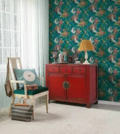 tapeta-w-zurawie-i-kwiaty-orientalna-stylistyka