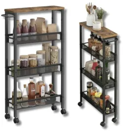 drewniany-regal-wozek-kuchenny-waski-na-kolkach-polka-metal-loft-4-poziomy