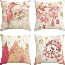 poszewka-na-poduszke-4x-poszewki-swiateczne-rozowe-mikolaj-balwan-50-x-50cm