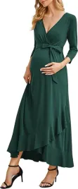 piekna-sukienka-ciazowa-ciemna-zielen-z-falbana-rekaw-3-4-xxl