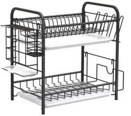 czarna-dwupoziomowa-suszarka-do-naczyn-z-tacka