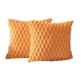 2x-poszewka-dekoracyjna-pomaranczowa-pluszowa-45-x-45-cm-sztuczne-futro