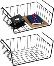 2x-kosz-wiszacy-druciany-pod-biurko-organizer-do-szafek-kuchennych-czarny