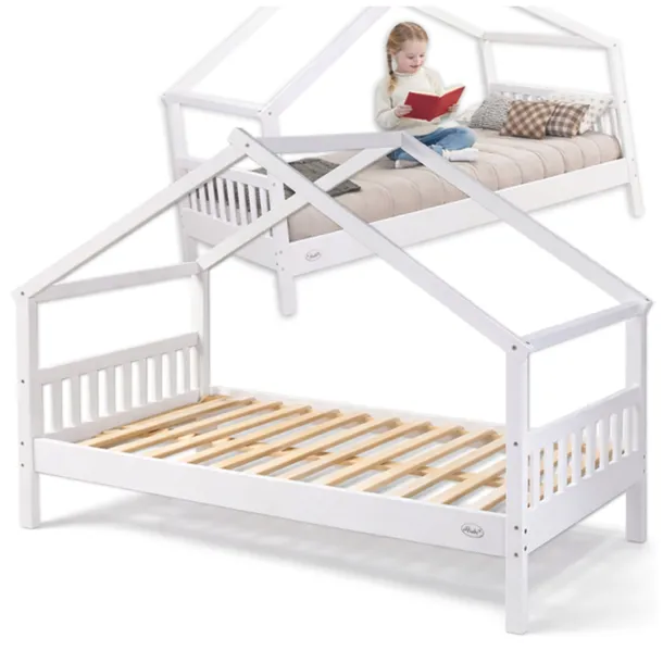 ŁÓŻKO DZIECIĘCE DREWNIANE 200x90 ALCUBE HELIA DOMEK 90x200 + STELAŻ