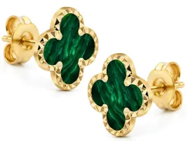 damskie-zlote-diamentowane-kolczyki-koniczynki-z-malachitem-14kt-585