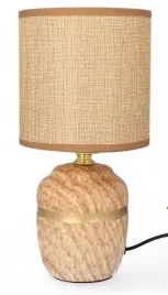 lampa-stolowa-dekoracja-glamour-ceramiczna-z-kloszem-lampka-nocna-brazowa