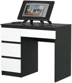 biurko-komputerowe-4-szuflady-90cm-pojemne-lewe-czarny-bialy