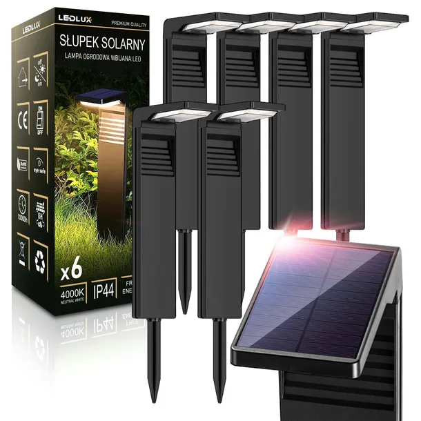6x Lampa Ogrodowa Solarna stojaca Słupek Ogrodowy Stojący 58cm Mocna XXL
