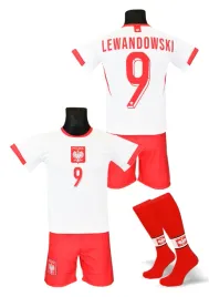 lewandowski-polska-stroj-koszulka-spodenki-getry-rozmiar-s-160