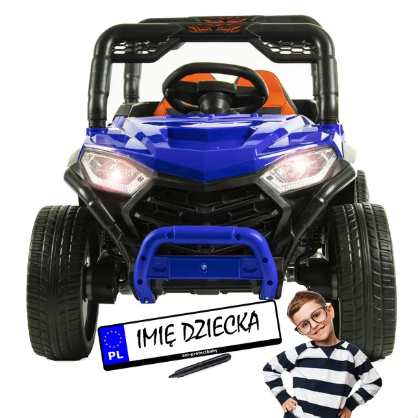 Auto Na akumulator dla dzieci 4 SILNIKI SKÓRA EVA 12v Pilot LEDy Tablice