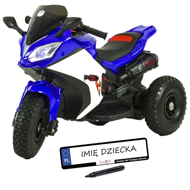 Motor na akumulator dla dzieci + pompowane koła + Skóra + Ledy