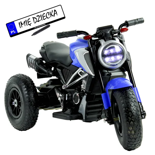 Motor na akumulator Dla dzieci 2 silniki + pompowane koła Skóra + Ledy