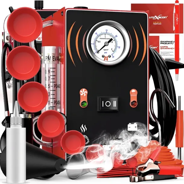 GENERATOR DYMU TESTER SZCZELNOŚCI ZADYMIARKA + pompka + zatyczki + MANOMETR