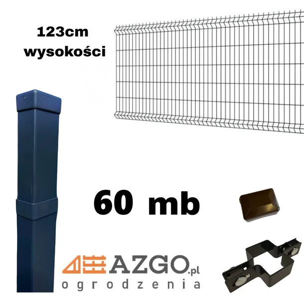 Ogrodzenie Panelowe 123cm fi4 – KOMPLET 60 mb (panele, słupki i akcesoria)