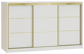 biala-komoda-przesuwna-z-szufladami-160-cm-gold-z-drazkiem-do-sypialni