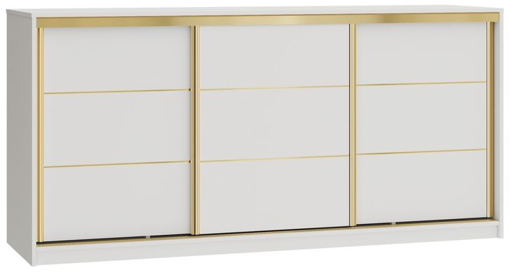 Komoda przesuwna z szufladami 200 cm GOLD biała z drążkiem do sypialni