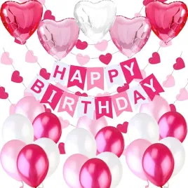 dekoracje-urodzinowe-dla-dziewczynki-baner-balony-i-girlandy